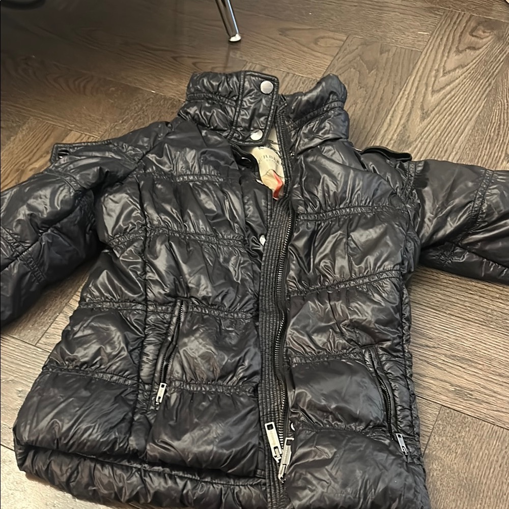 Black Quilted Puffer Jacket with High Collar